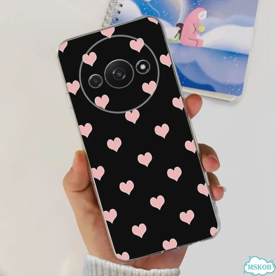 Чехол для Funda Xiaomi Redmi A3 2024, модный прозрачный силиконовый мягкий чехол из тпу с цветком дл фото 3