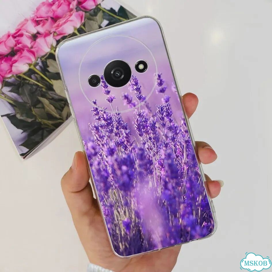 Чехол для Funda Xiaomi Redmi A3 2024, модный прозрачный силиконовый мягкий чехол из тпу с цветком дл фото 4