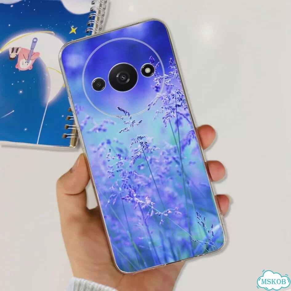 Чехол для Funda Xiaomi Redmi A3 2024, модный прозрачный силиконовый мягкий чехол из тпу с цветком дл фото 5