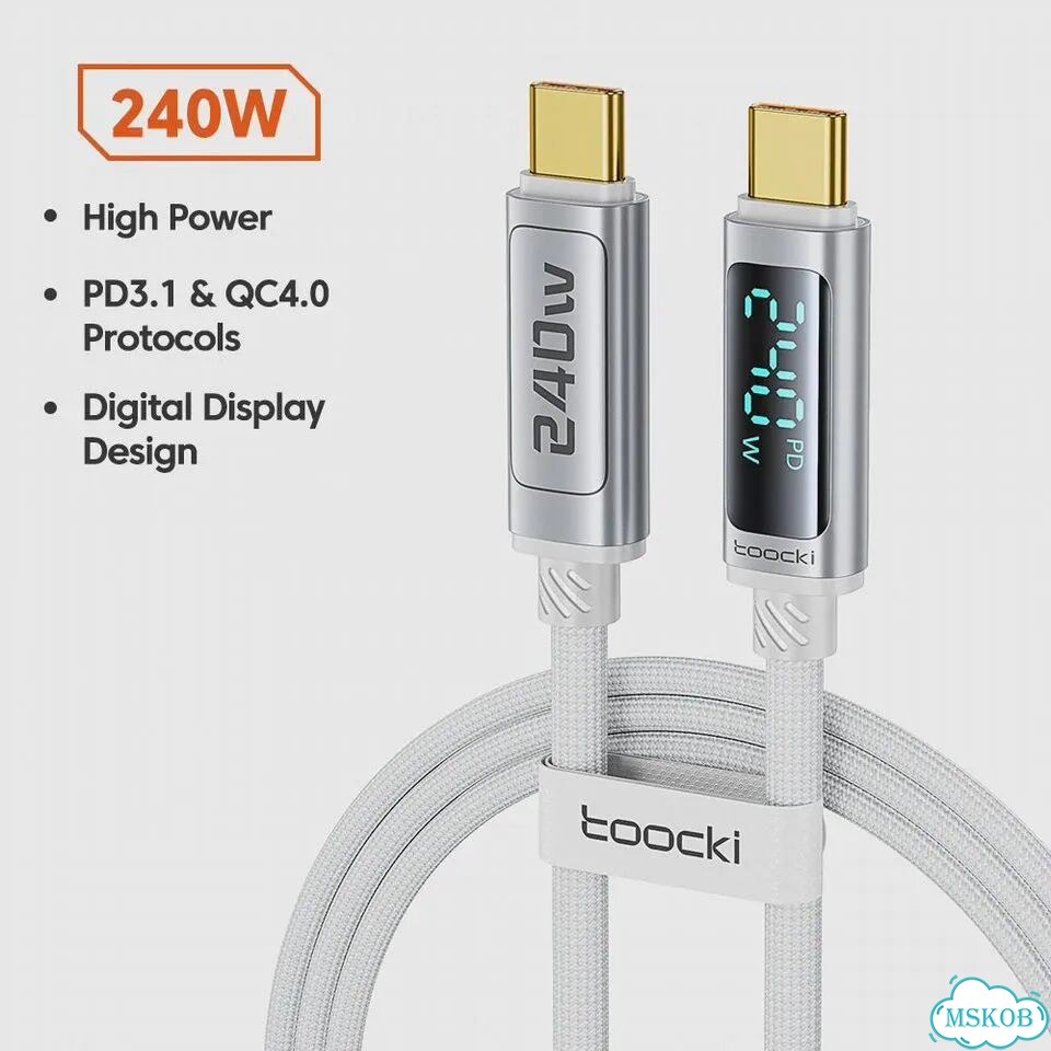 Toocki USB C - USB C кабель 240W, 2m, белый фото 1
