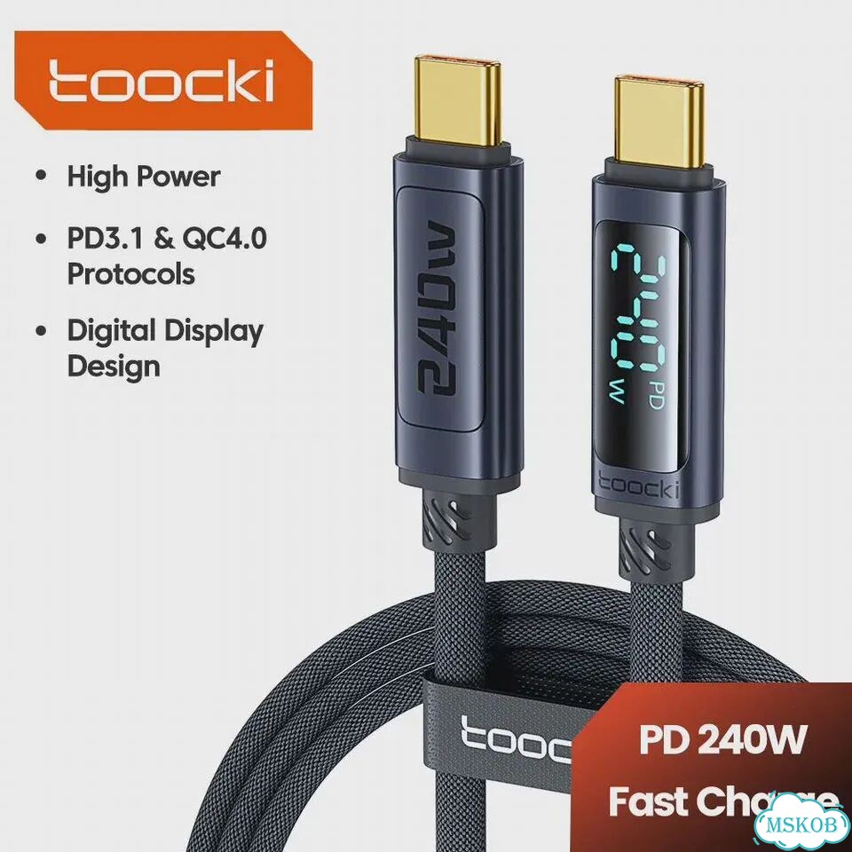 Toocki USB C - USB C кабель 240W, 2m, белый фото 2