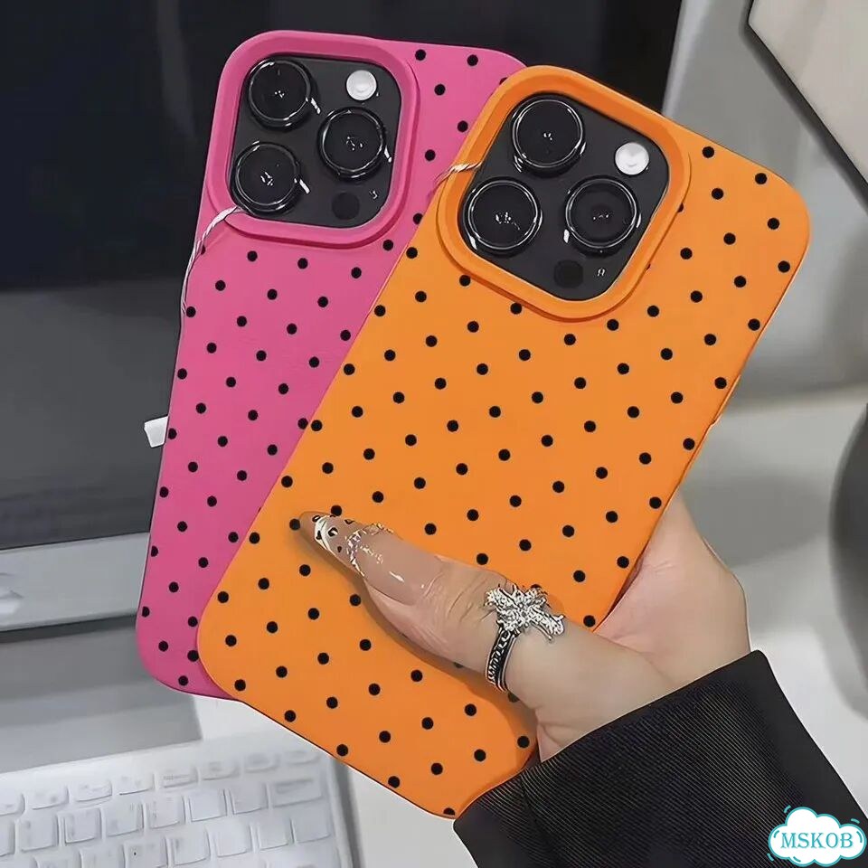 Винтажный черный чехол для телефона с узором в горошек для iPhone 17 Pro Max 16 Plus 15 Pro 14 13 12 фото 6