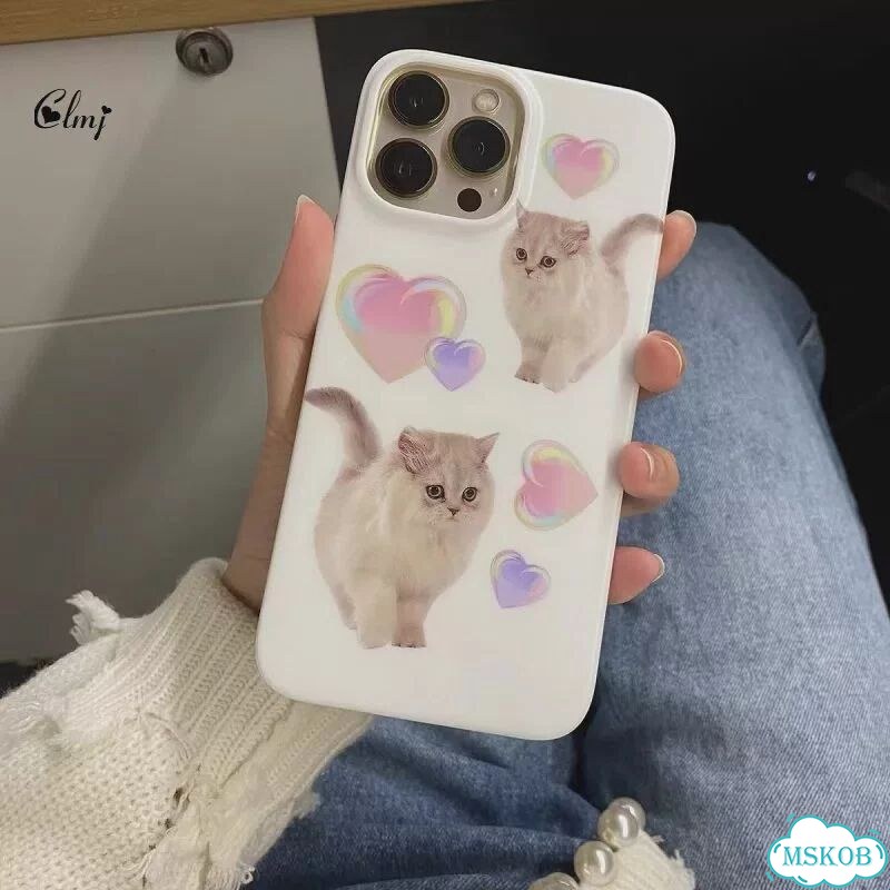 Clmj милый чехол для телефона с котом и сердцем для iPhone 12 13 11 Pro Max X XR 7 8 Plus милый чехо фото 1