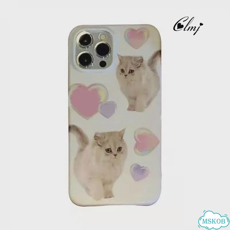 Clmj милый чехол для телефона с котом и сердцем для iPhone 12 13 11 Pro Max X XR 7 8 Plus милый чехо фото 6