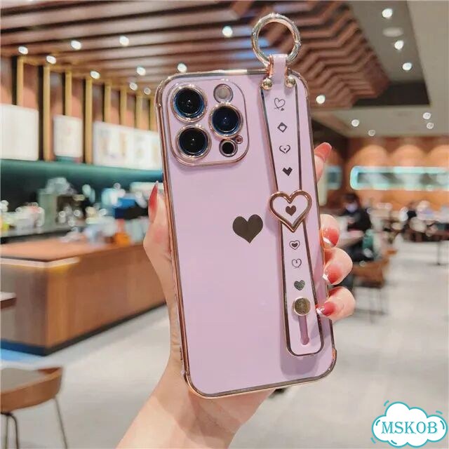 Для iPhone 15 Pro Max Роскошный мягкий чехол с ремешком на запястье фиолетовый, For iPhone 16 Pro фото 1