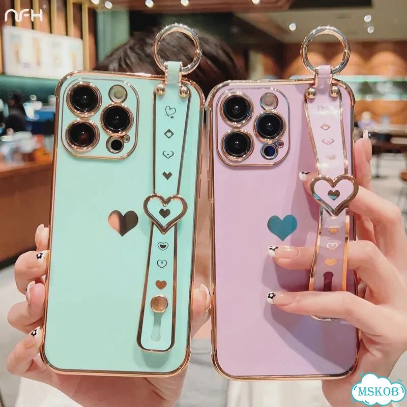 Для iPhone 15 Pro Max Роскошный мягкий чехол с ремешком на запястье фиолетовый, For iPhone 16 Pro фото 3