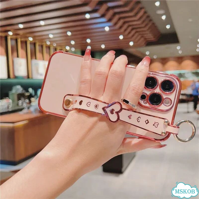 Для iPhone 15 Pro Max Роскошный мягкий чехол с ремешком на запястье фиолетовый, For iPhone 16 Pro фото 4