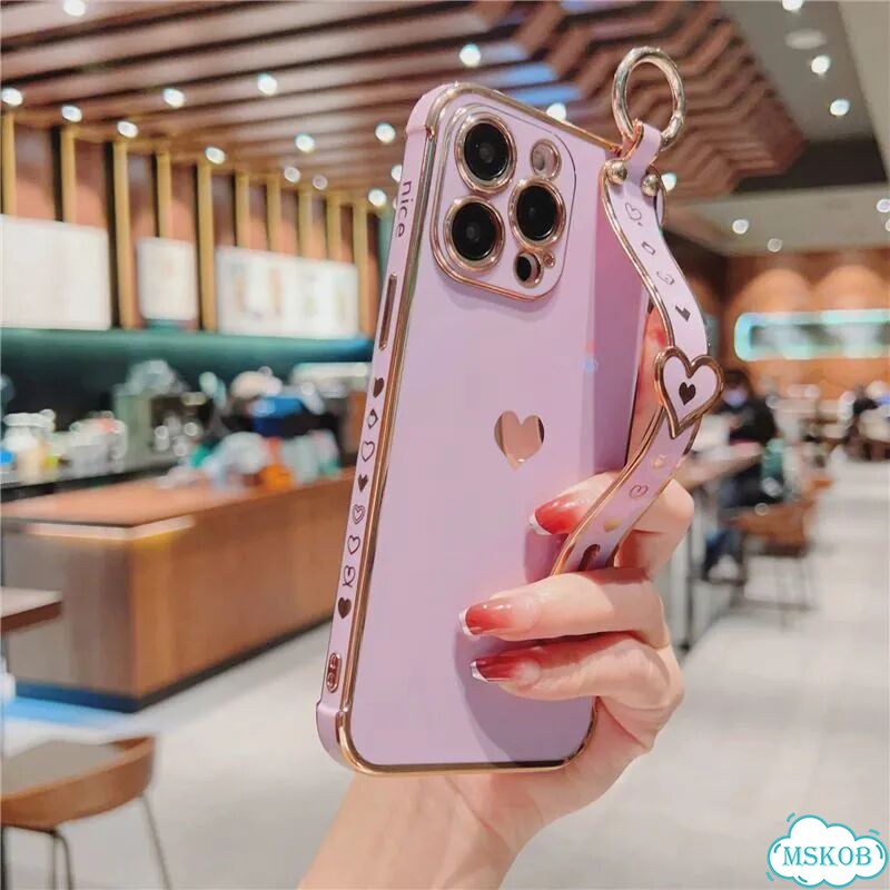 Для iPhone 15 Pro Max Роскошный мягкий чехол с ремешком на запястье фиолетовый, For iPhone 16 Pro фото 5