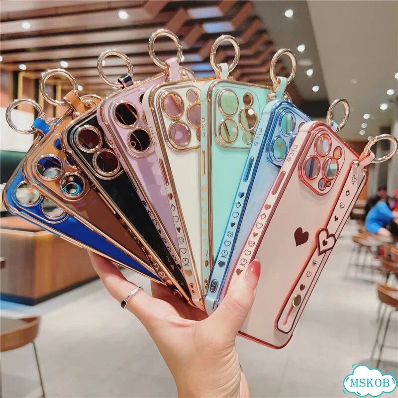 Для iPhone 15 Pro Max Роскошный мягкий чехол с ремешком на запястье фиолетовый, For iPhone 16 Pro фото 7