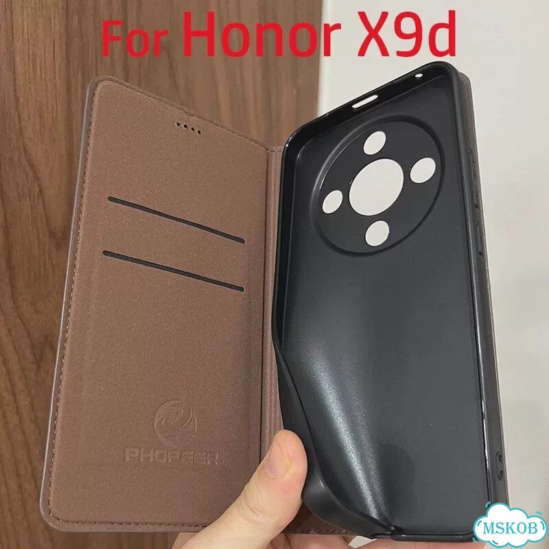 Черный кожаный чехол-книжка для Honor X9d фото 3