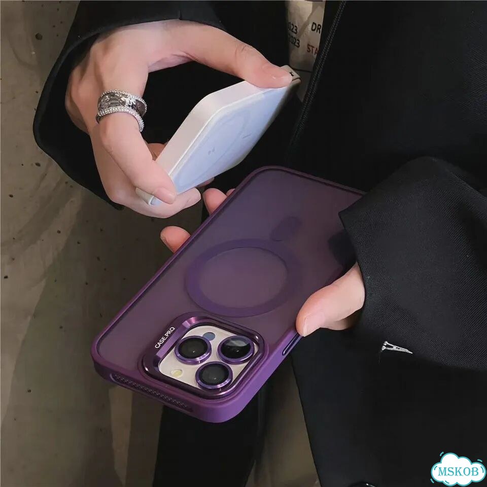 Роскошный матовый прозрачный чехол Magsafe с магнитной Фиолетовый, Purple, for iPhone 15 фото 3