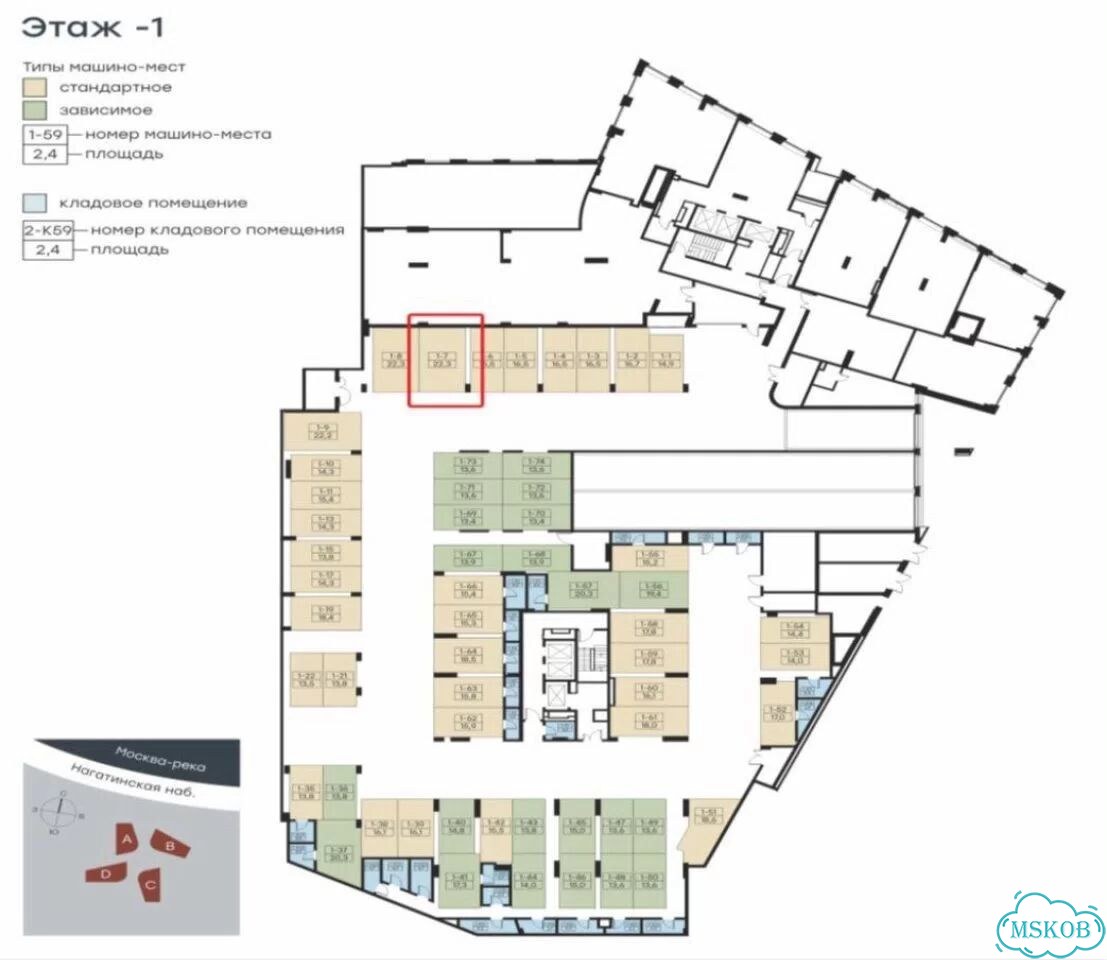 Машиноместо, 22 м² фото 3