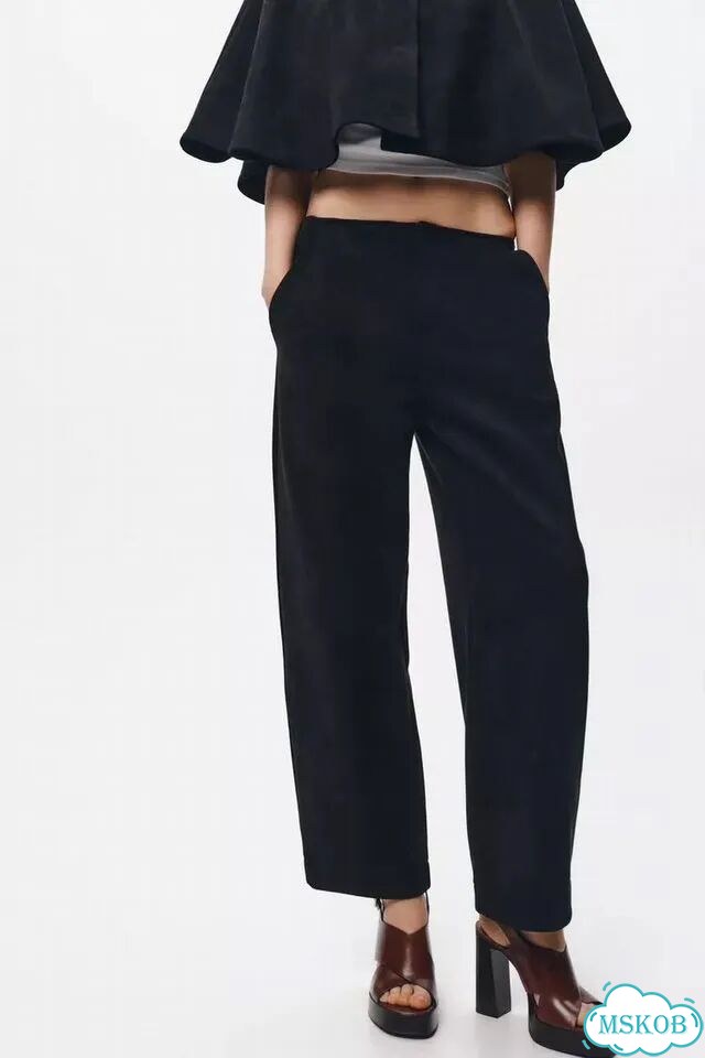 Брюки замшевые черные Zara баллоны M новые фото 2