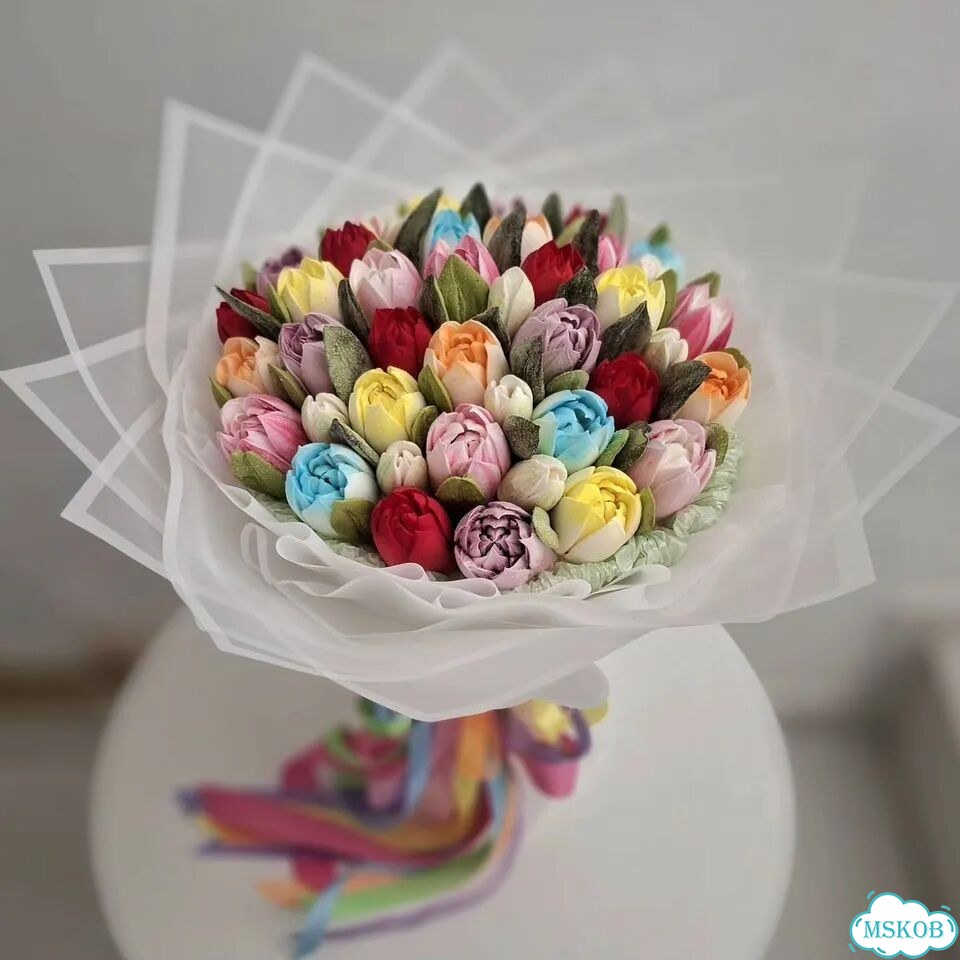 Дофаминовый букет из зефира ручной работы фото 1