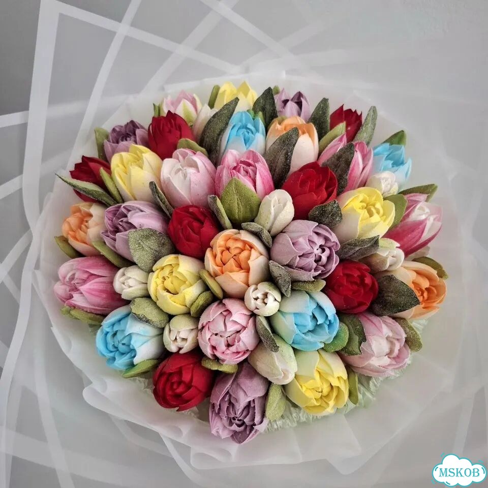 Дофаминовый букет из зефира ручной работы фото 4