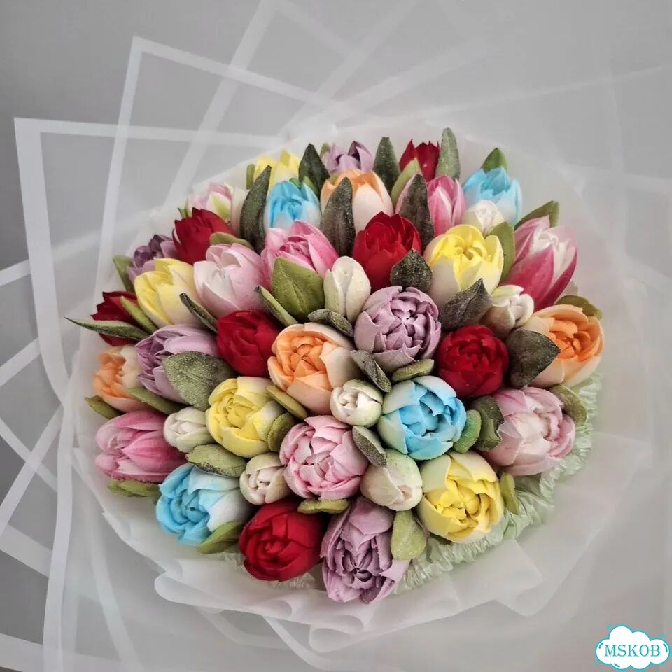 Дофаминовый букет из зефира ручной работы фото 7