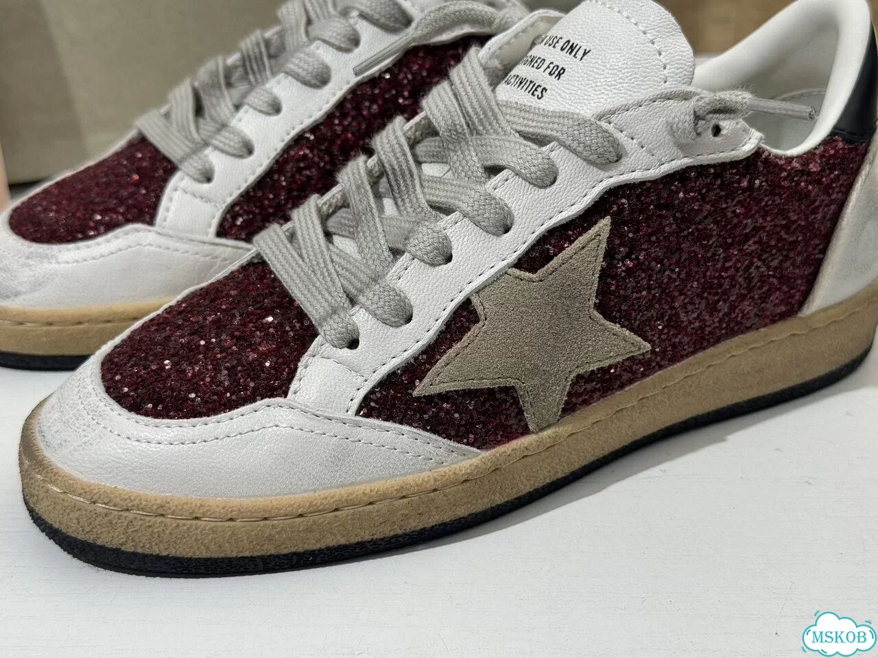 Golden Goose Ball Star In Burgundy Glitter фото 1