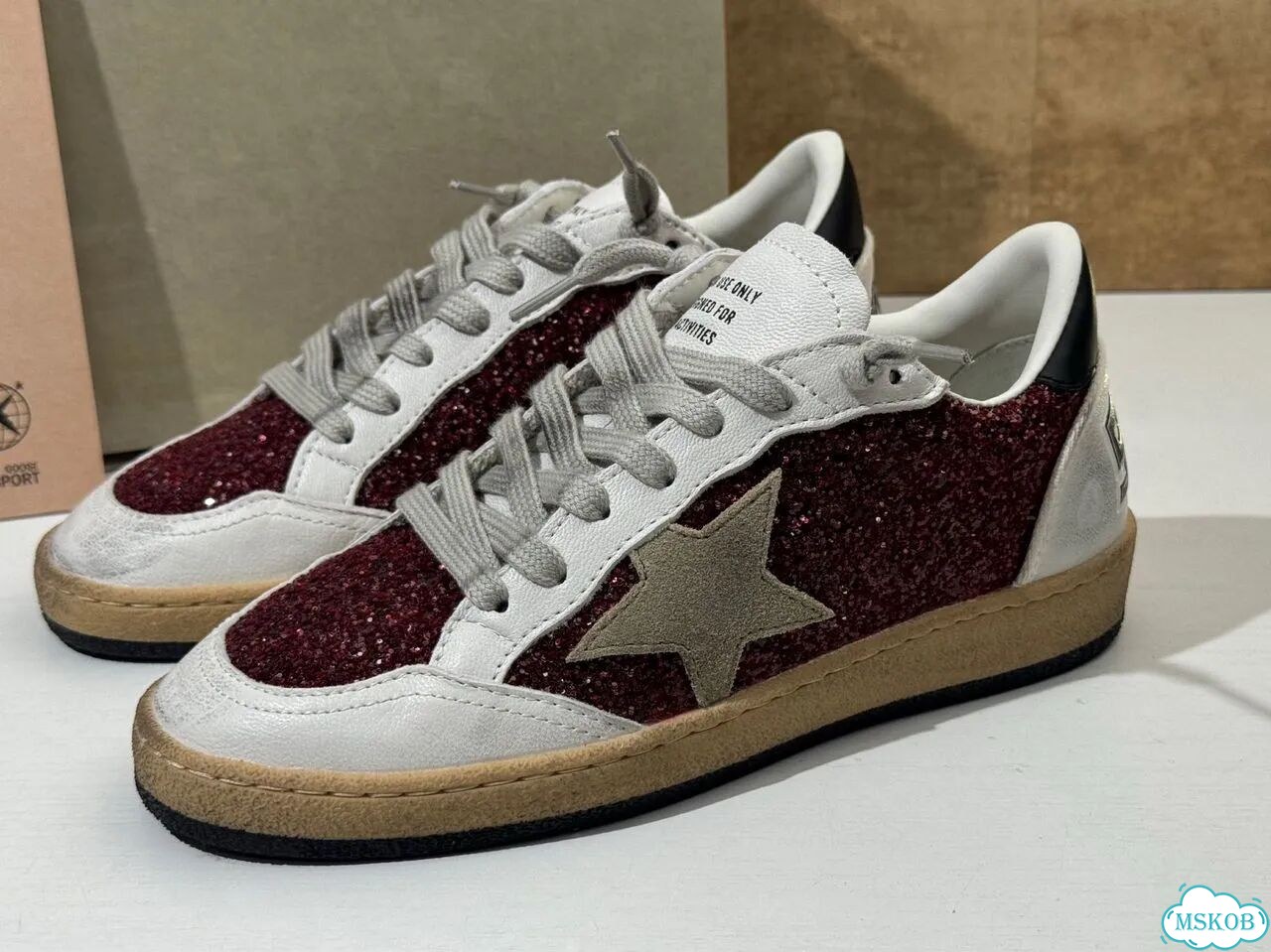 Golden Goose Ball Star In Burgundy Glitter фото 2