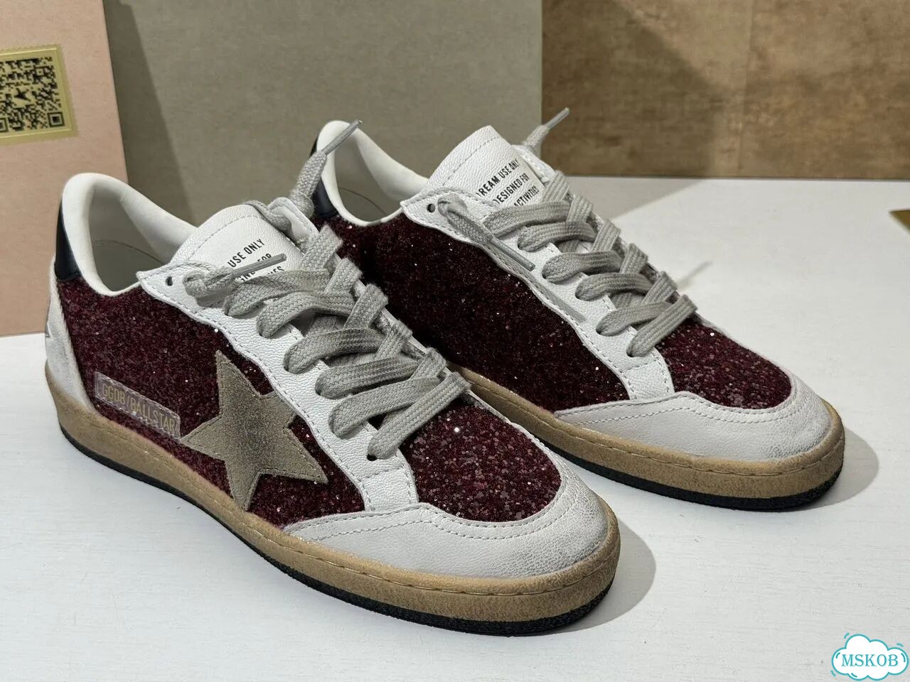 Golden Goose Ball Star In Burgundy Glitter фото 4