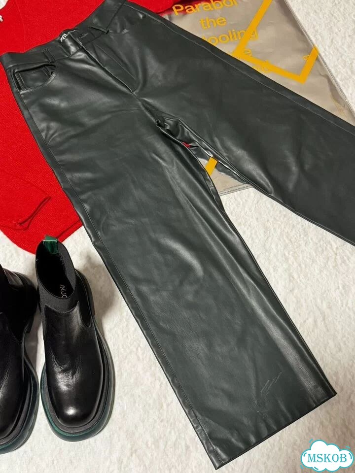 Брюки с нюансами Zara экокожа 44 фото 4