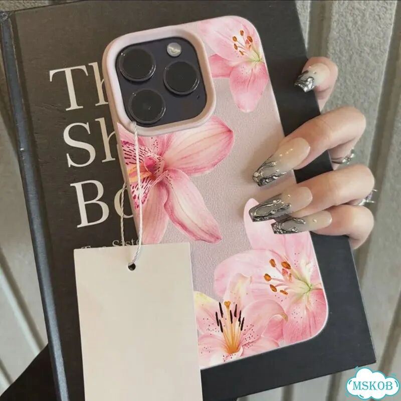 Чехол iPhone 14 Pro Max розовый лилии, pink-y42912 фото 1