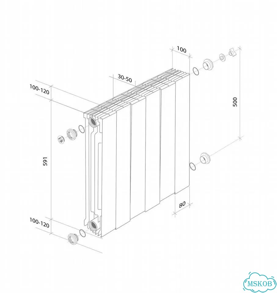 Радиатор Royal Thermo Pianoforte 6 секций боковое фото 4