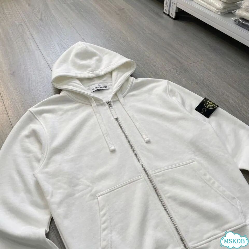 Зип Худи Stone island белое фото 3