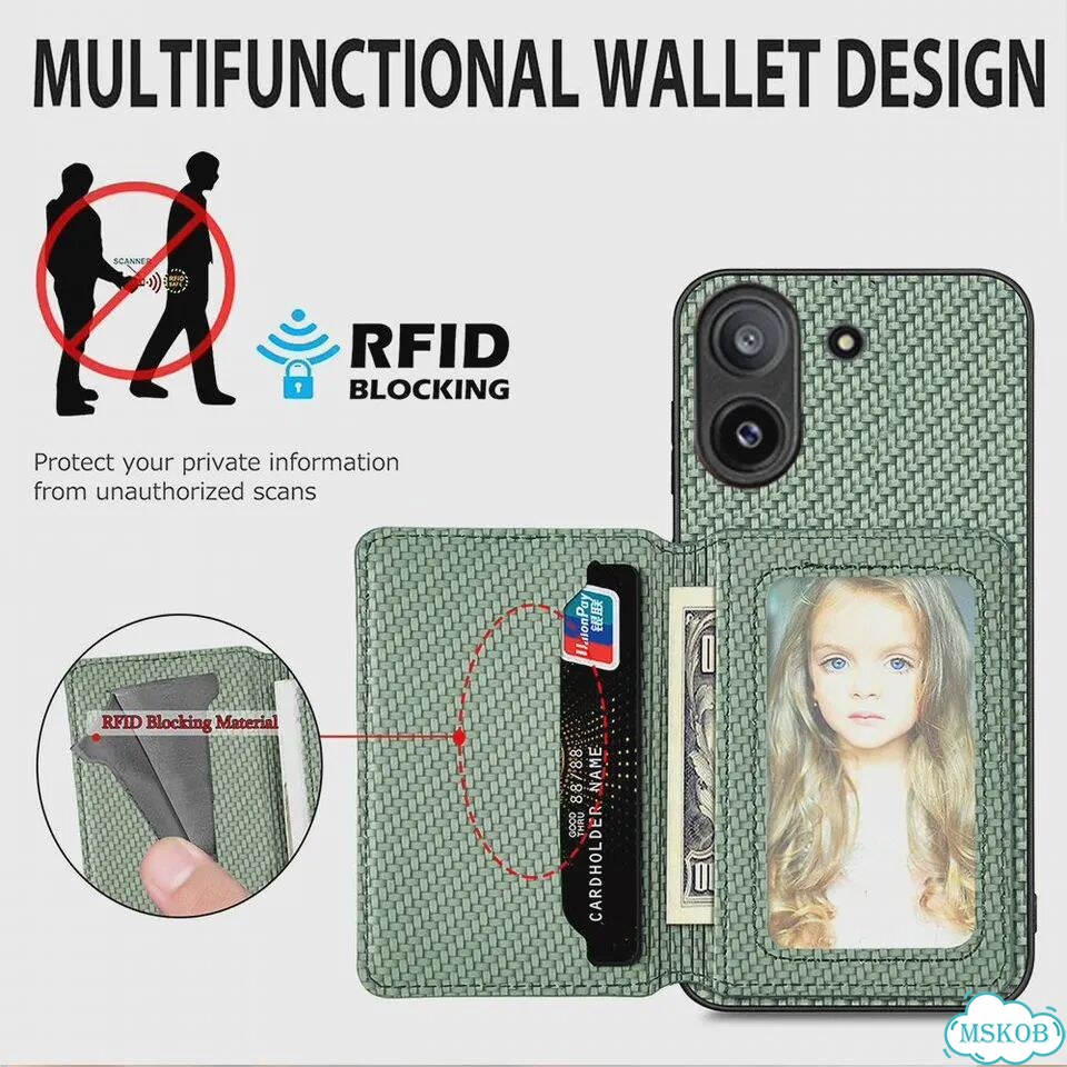Чехол-картхолдер rfid из кожи с защитой 360 для Poco X8 Pro Max 5G, Xiaomi Poco X7, F6, F5, X6, M7 фото 3