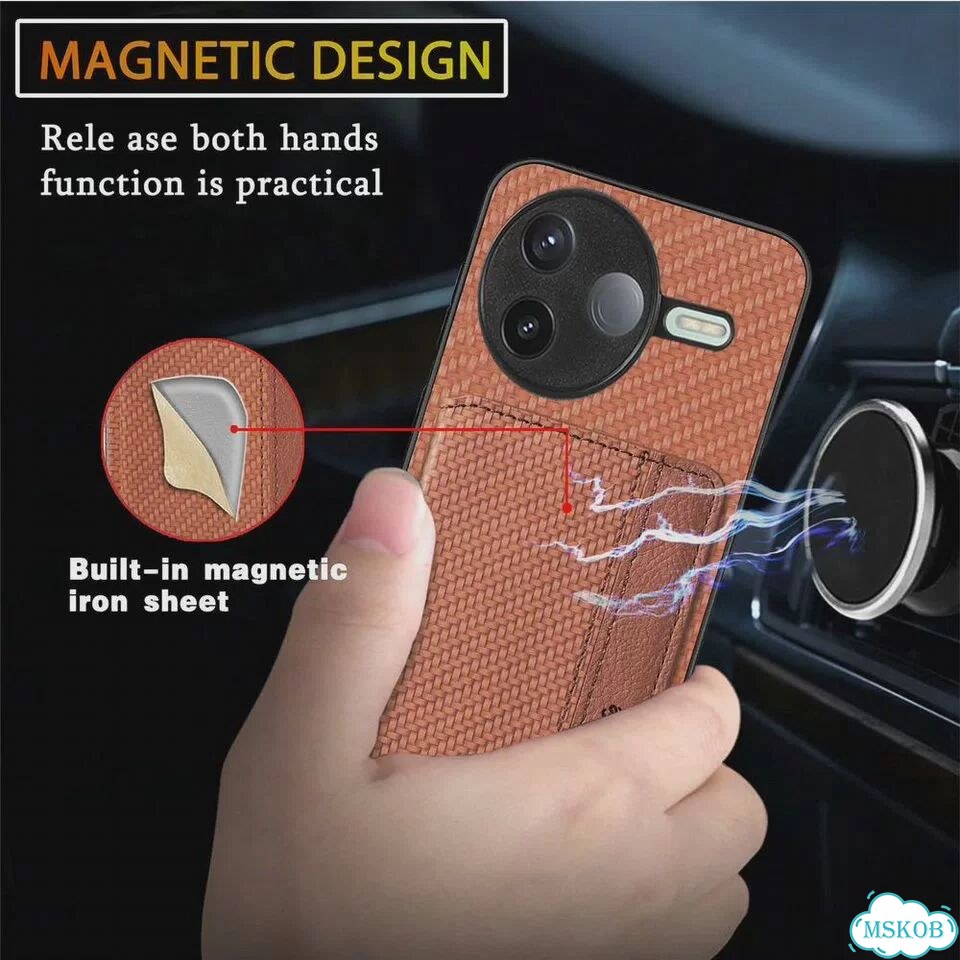 Чехол-картхолдер rfid из кожи с защитой 360 для Poco X8 Pro Max 5G, Xiaomi Poco X7, F6, F5, X6, M7 фото 7