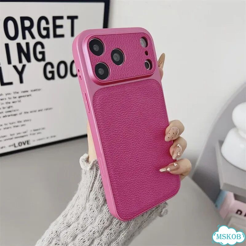 Матовый чехол из искусственной кожи для iPhone 17, Air 16, 15, 14, айфон 14 про, Розовый, Rose Red фото 1