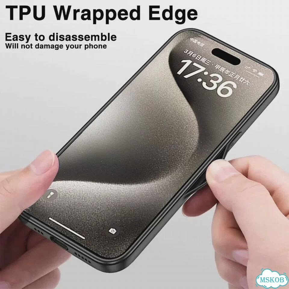 Кожаный чехол для iPhone 16, черный фото 6