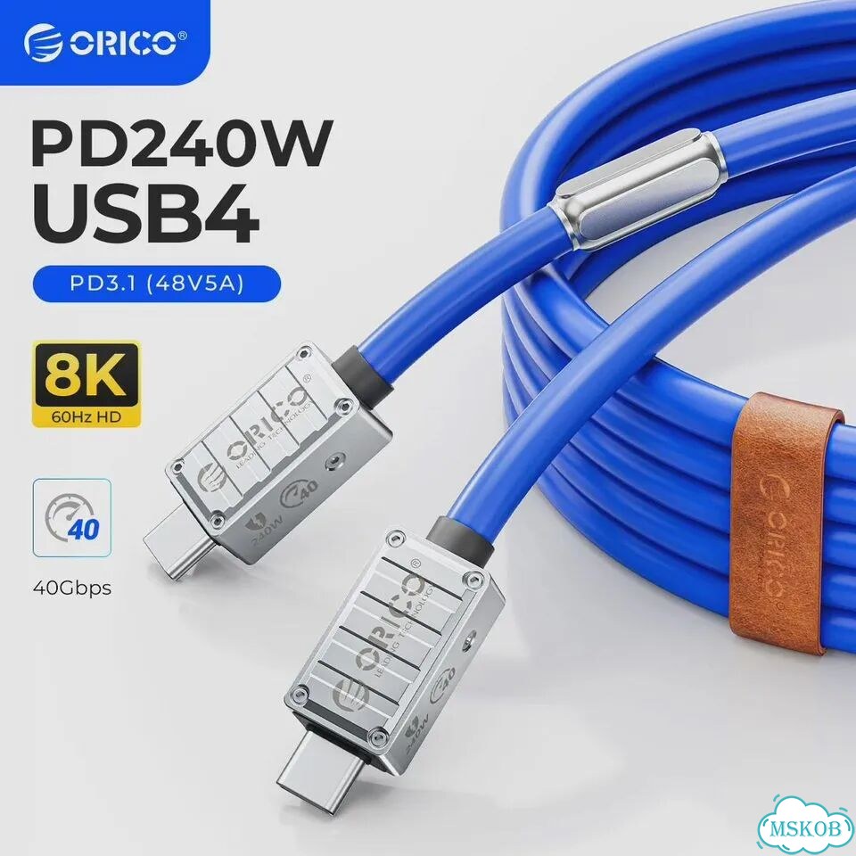 Зарядный кабель orico 240 Вт, 40 Гбит/с, провод для быстрой зарядки типа Зеленый, 480Mbps Green, 1 м фото 2