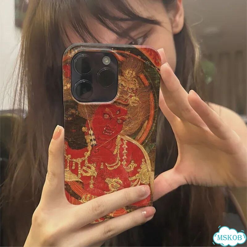 Чехол на iPhone 16 Plus с тибетским божеством фото 3