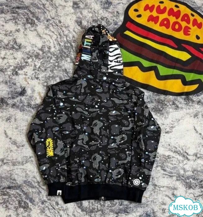 Зип худи Bape tiger Space Camo Черный фото 3