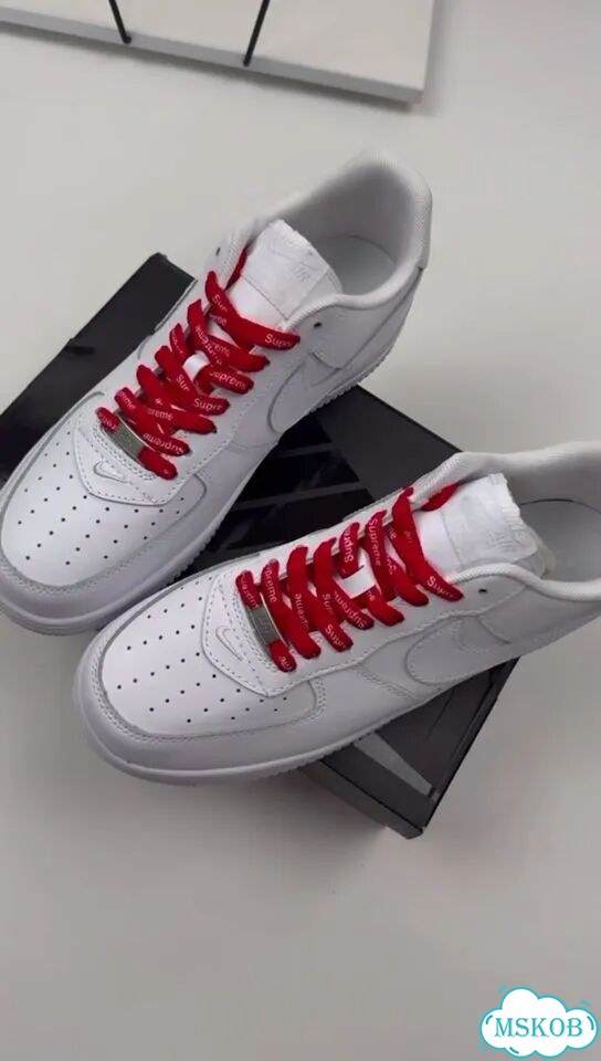Кроссовки nike air force 1 x supreme white фото 1