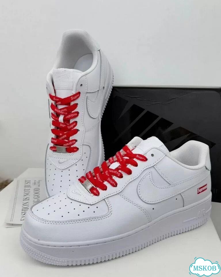 Кроссовки nike air force 1 x supreme white фото 2
