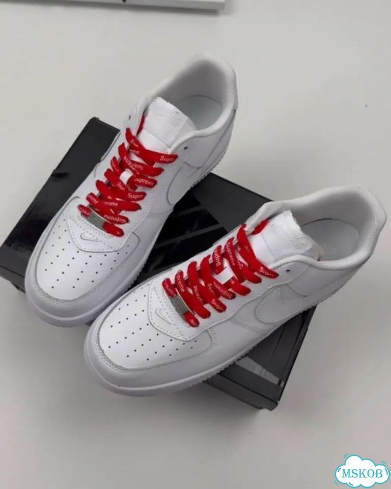 Кроссовки nike air force 1 x supreme white фото 3