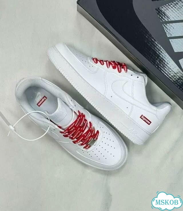Кроссовки nike air force 1 x supreme white фото 4