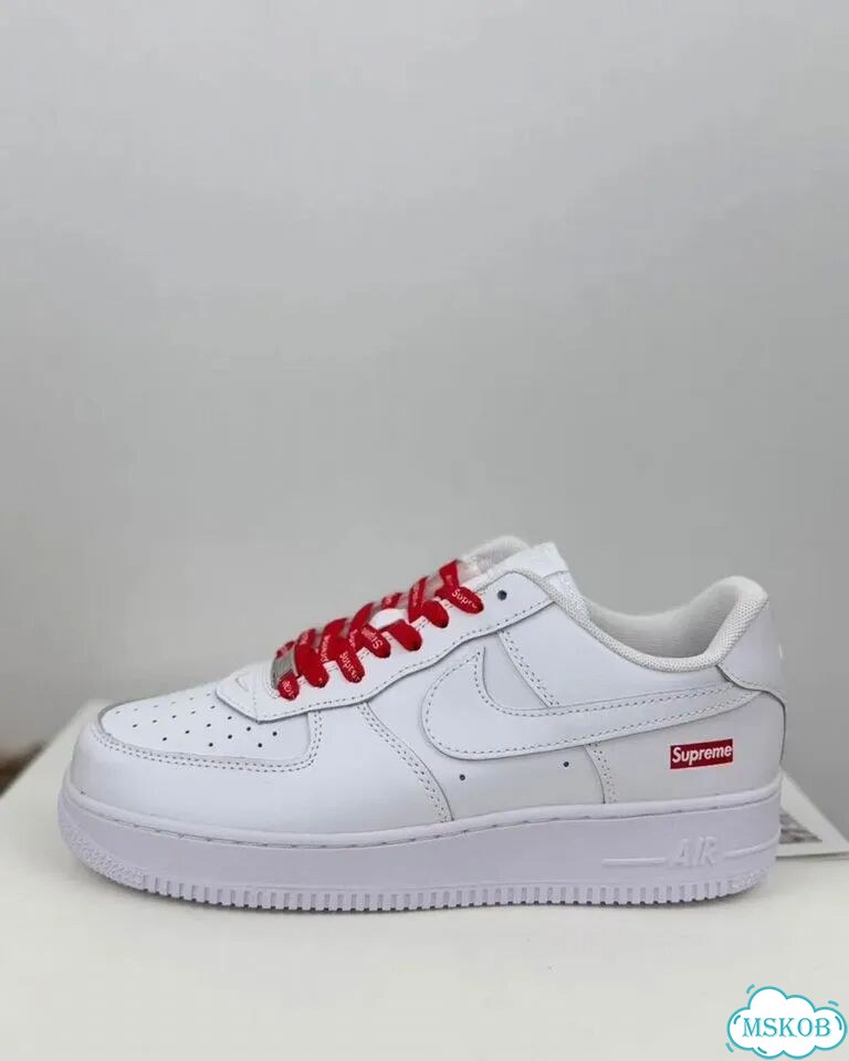 Кроссовки nike air force 1 x supreme white фото 7