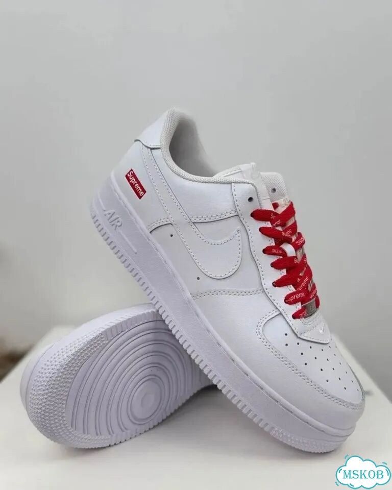 Кроссовки nike air force 1 x supreme white фото 9