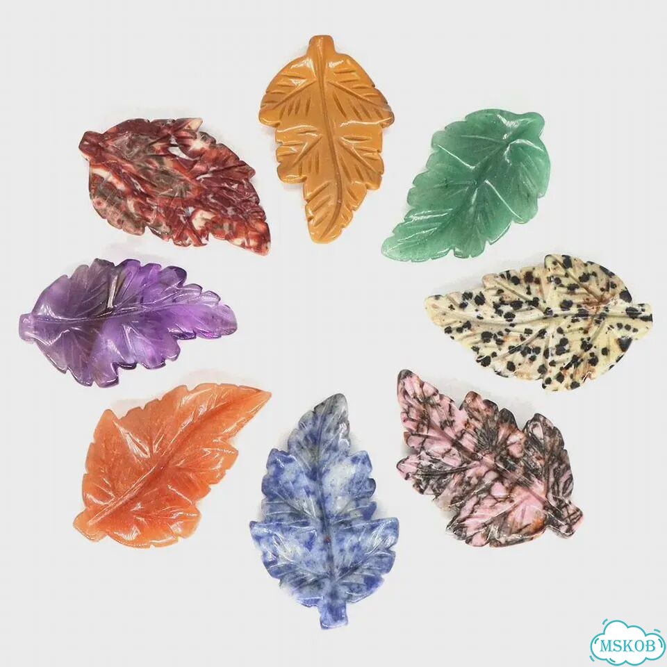 Кулон из кварца в форме листа 1PC, Dalmation Jasper фото 3