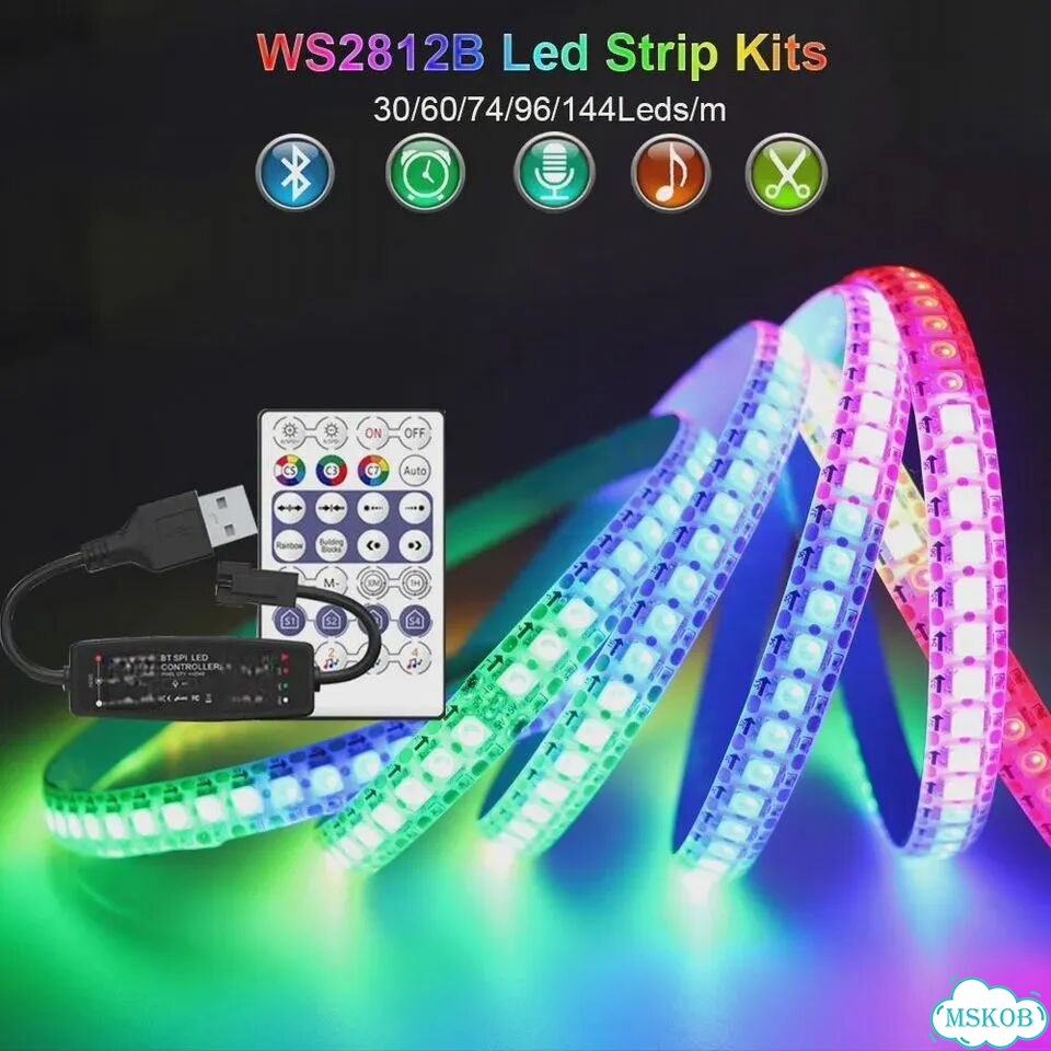Светодиодная лента RGB Bluetooth 2M 30 Kit, White PCB, IP30 фото 1