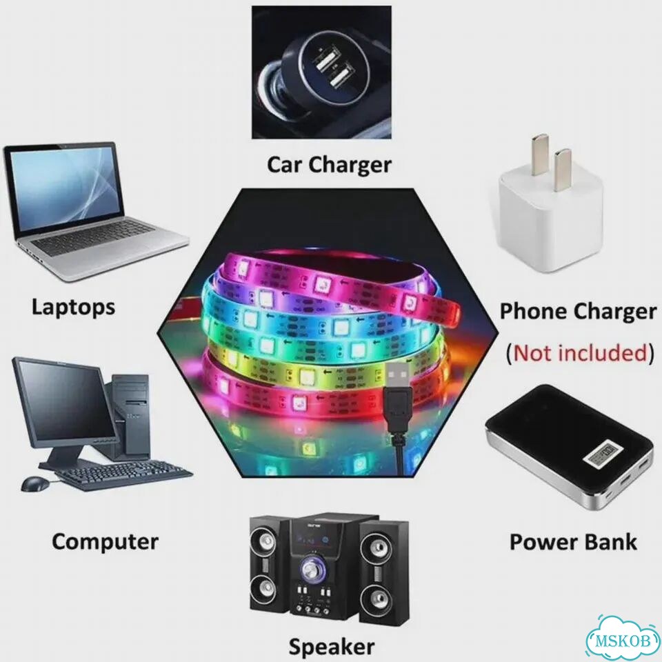Светодиодная лента RGB Bluetooth 2M 30 Kit, White PCB, IP30 фото 3