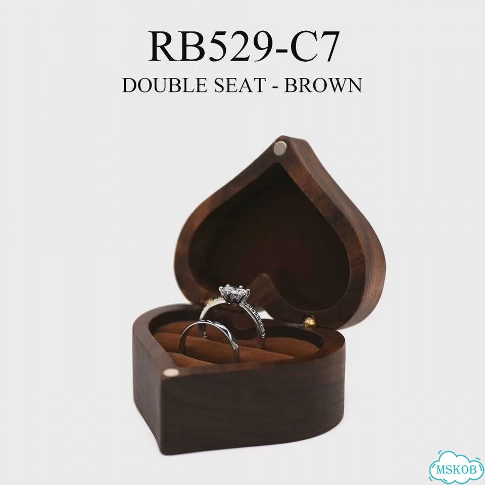 Винтажная деревянная шкатулка для колец Коричневый, NO engraving, RB529-C5 фото 1