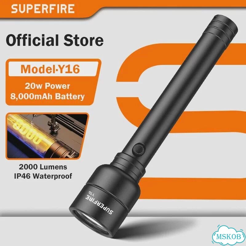 Superfire Y16 алюминиевый перезаряжаемый фонарь 20Вт 1700 люмен фото 2