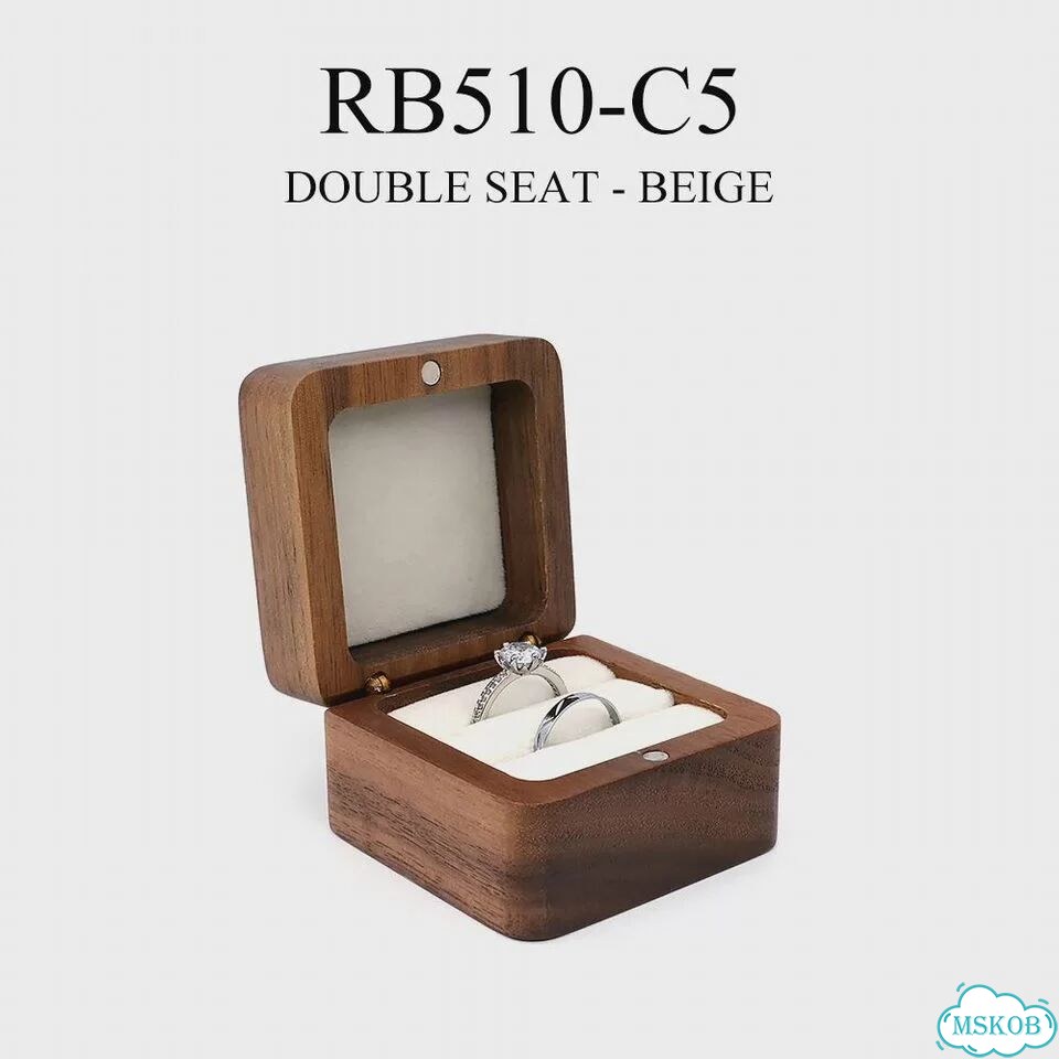 Деревянная шкатулка для колец RB510-C5, бежевая фото 1