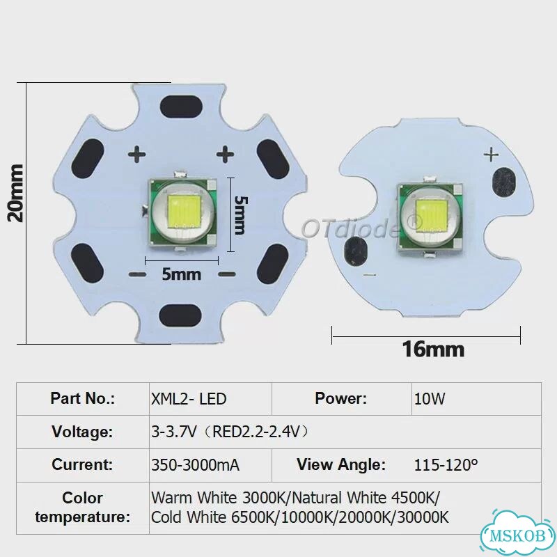 Светодиод XML-T6 Lake Blue 10W 2000-3000mA фото 4