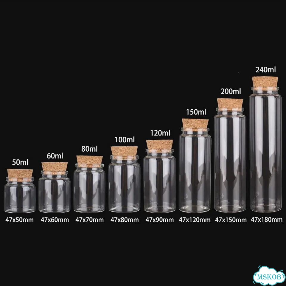 Стеклянные бутылки с пробкой xmyttu 6 шт., 50-240 мл 150ml фото 3