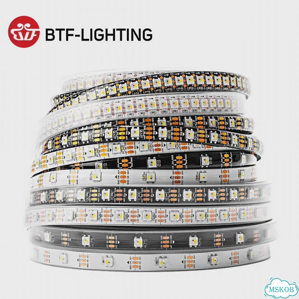 BTF-lighting Светодиодная лента rgbw SK6812 1-5 м RGB CW, 5m 60 IP30, White PCB фото 1