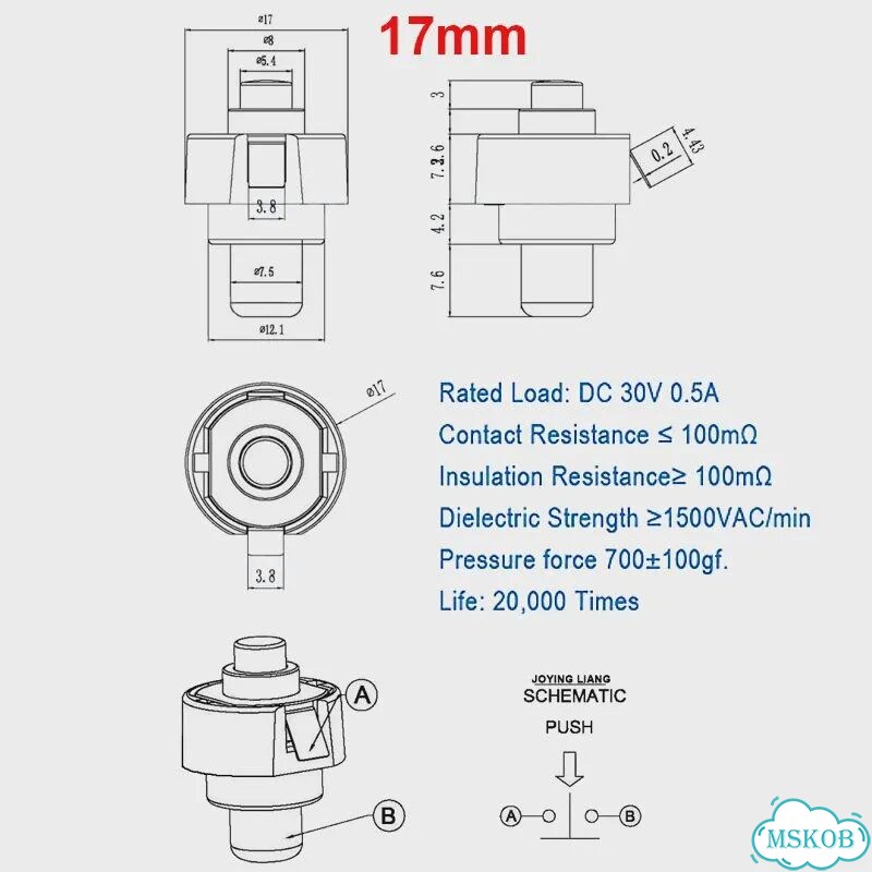 Переключатель для фонарика C8 501B Q5 T6 20mm switch with cap фото 5